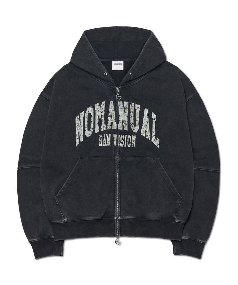 C.A VINTAGE HOODED ZIP-UP - WASHED BLACK