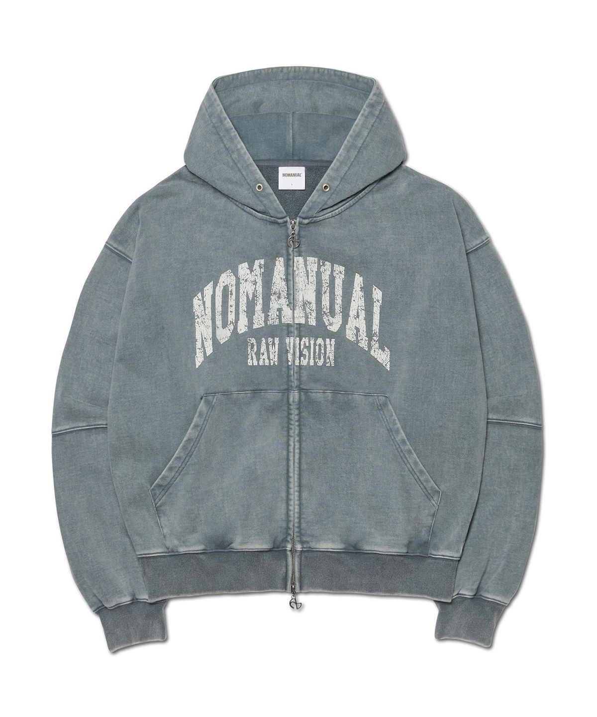 노매뉴얼(NOMANUAL) C.A VINTAGE HOODED ZIP-UP - WASHED GRAY