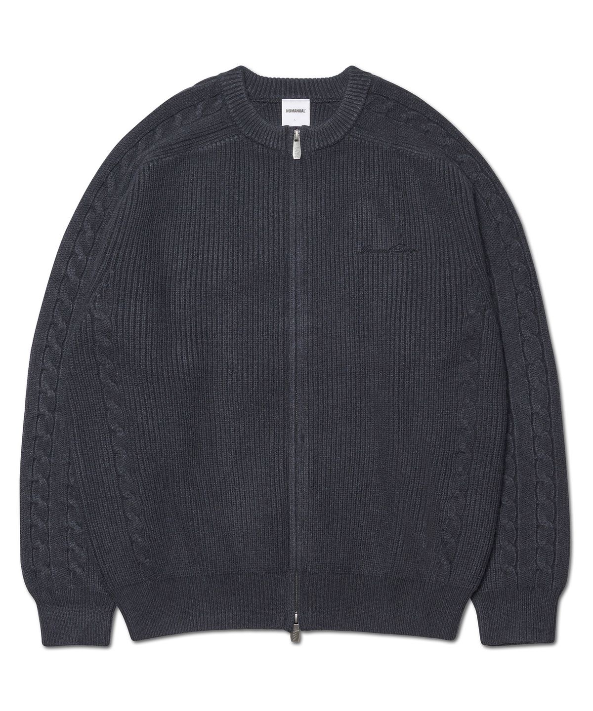 노매뉴얼(NOMANUAL) ANOMALY KNIT ZIP-UP - CHARCOAL