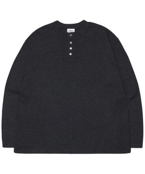 HENLEY NECK KNIT LONG SLEEVE - BLACK