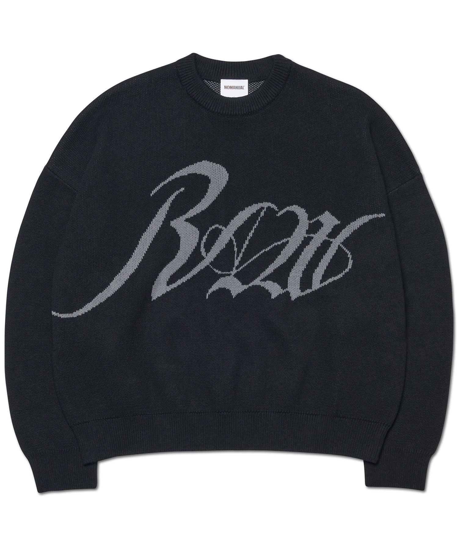 MUSINSA | NOMANUAL RAW JACQUARD KNIT - BLACK