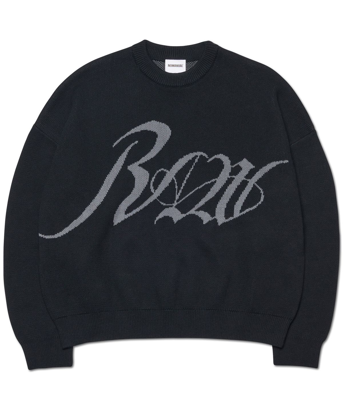노매뉴얼(NOMANUAL) RAW JACQUARD KNIT - BLACK