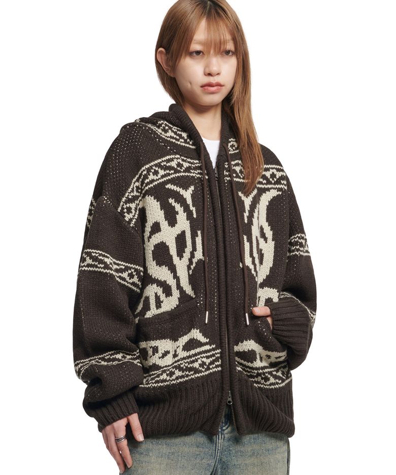 COWICHAN HOODED ZIP-UP - BROWN
