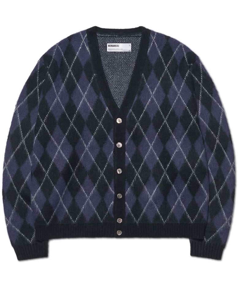 ARGYLE HAIRY CARDIGAN - DARK NAVY