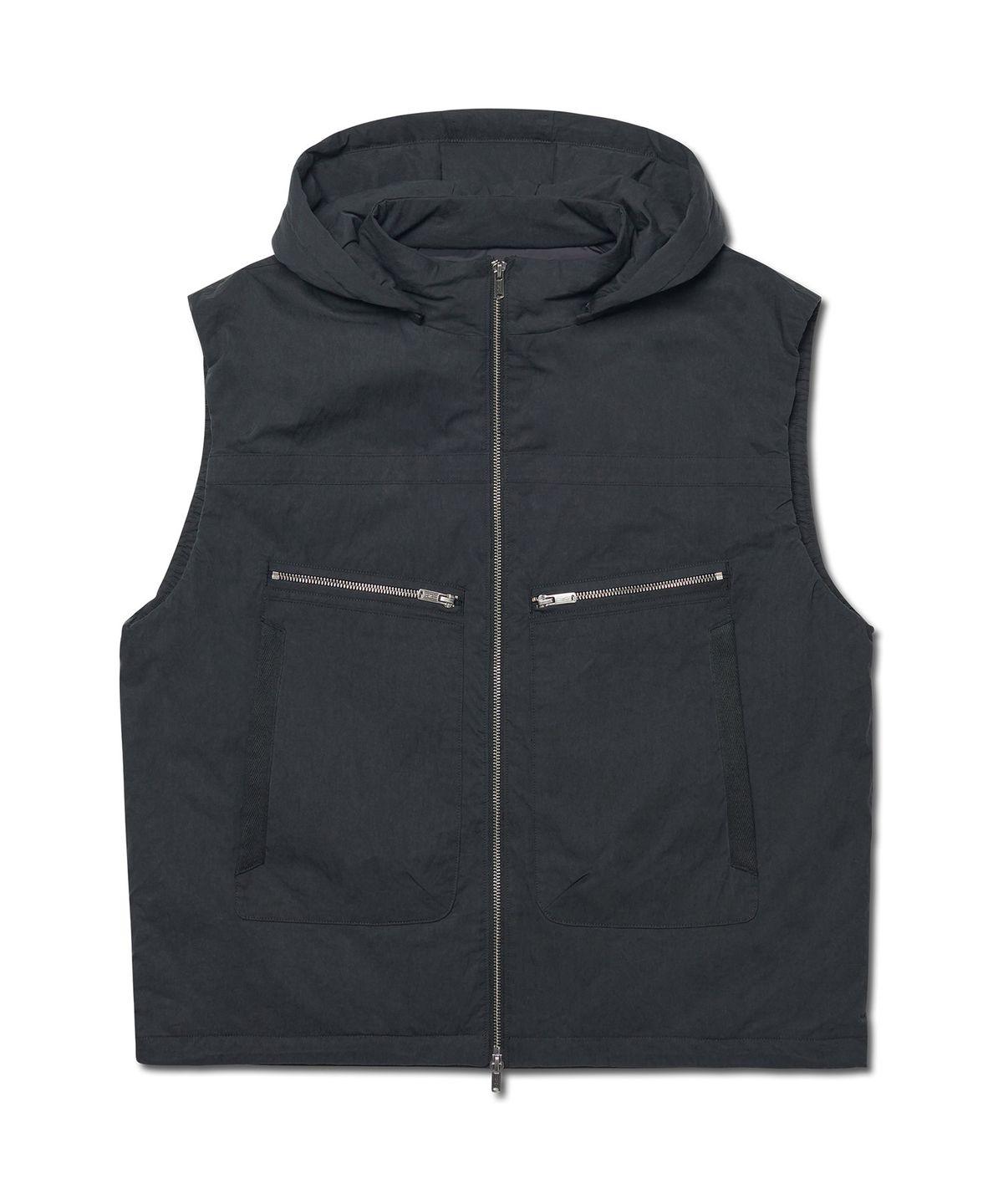 노매뉴얼(NOMANUAL) DETACHABLE HOODED VEST - BLACK