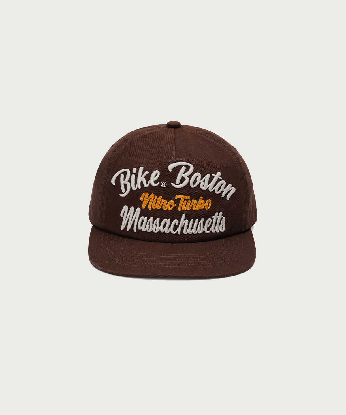 바이크(BIKE) 아치 로고 5패널 캡 브라운