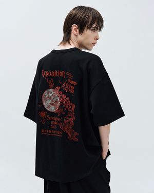 앙코에랑 엠브로이드 티셔츠 블랙 ZH5TS503BK