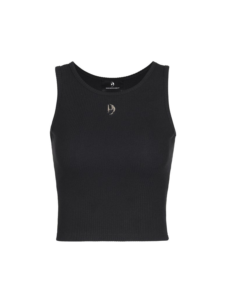 (W) CHEST METAL LOGO SLEEVELESS_BLACK