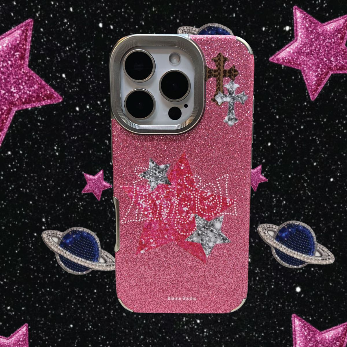블레임 스튜디오(BLAMESTUDIO) Glitter Hot pink Angel case