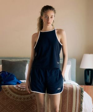 [SET] 소프트 테리 슬리브리스 + 쇼츠 - 네이비