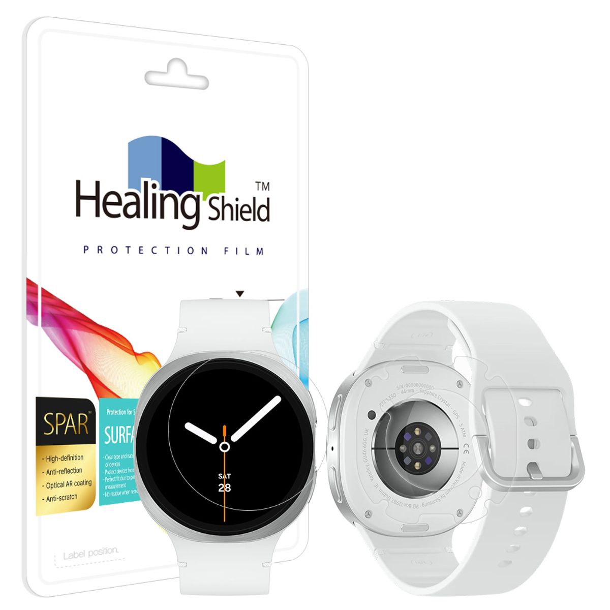 힐링쉴드(HEALINGSHIELD) 갤럭시워치8 44mm 슈페리어 AR 고화질 액정보호필름 2매 무광후면필름 2매