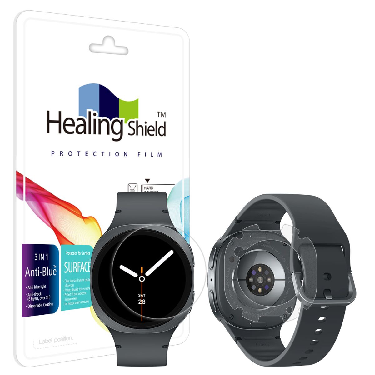 힐링쉴드(HEALINGSHIELD) 갤럭시워치8 40mm 블루라이트차단 액정보호필름 2매 무광후면필름 2매