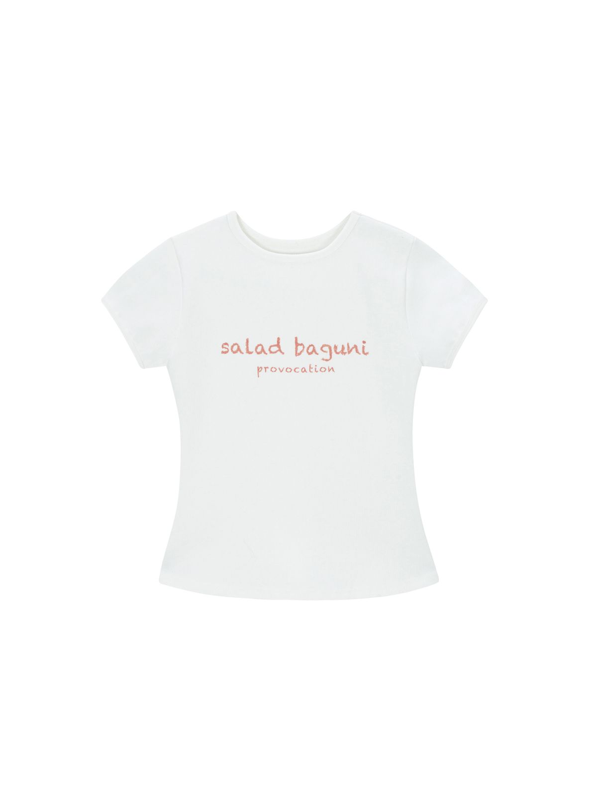 샐러드바구니(SALAD BAGUNI) Provocation lettering ribbed tee - white