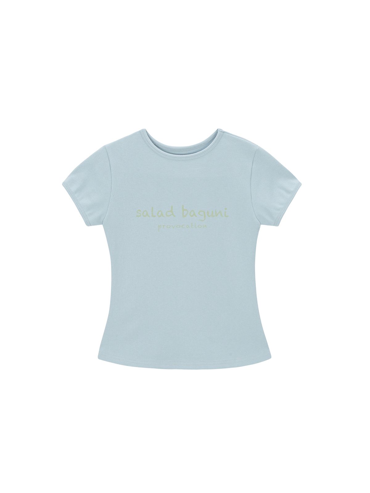 샐러드바구니(SALAD BAGUNI) Provocation lettering ribbed tee - blue