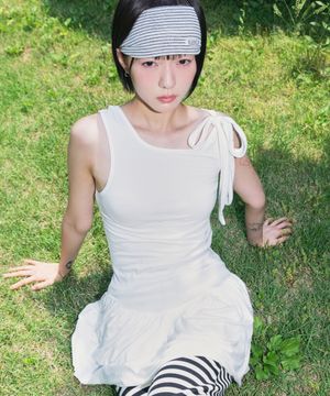 타이 업 플리츠 미니 원피스[화이트]