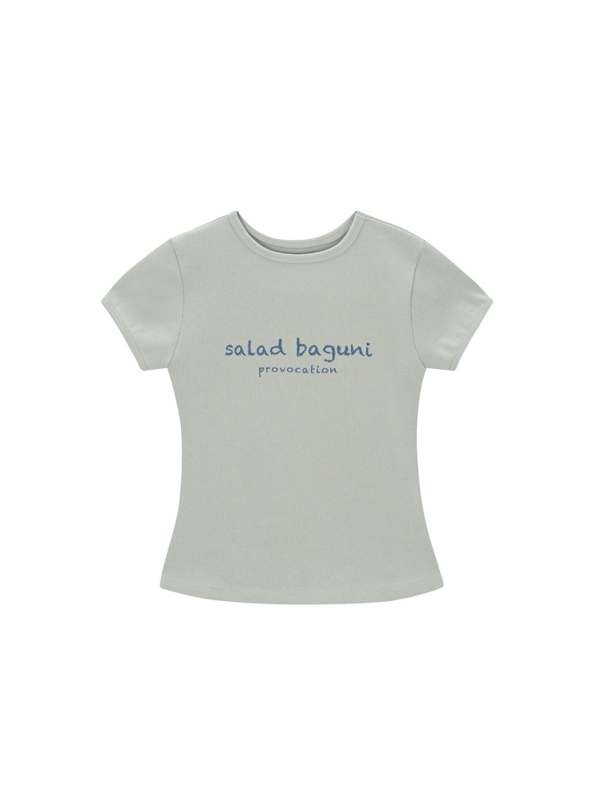 샐러드바구니(SALAD BAGUNI) Provocation lettering ribbed tee - olive