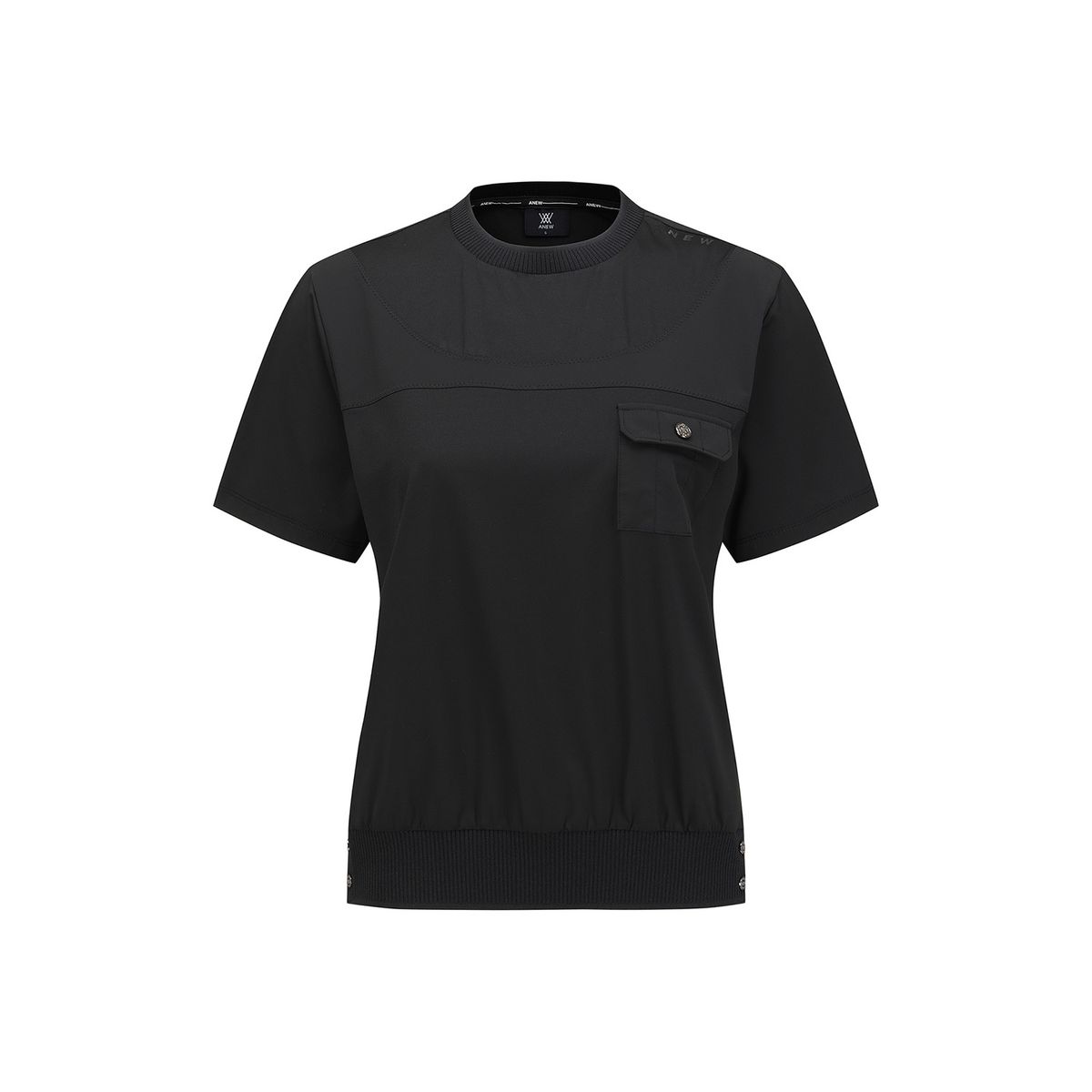 어뉴골프(ANEW GOLF) WOMEN FA HYBRID ROUND SHORT T-SHIRT_BK