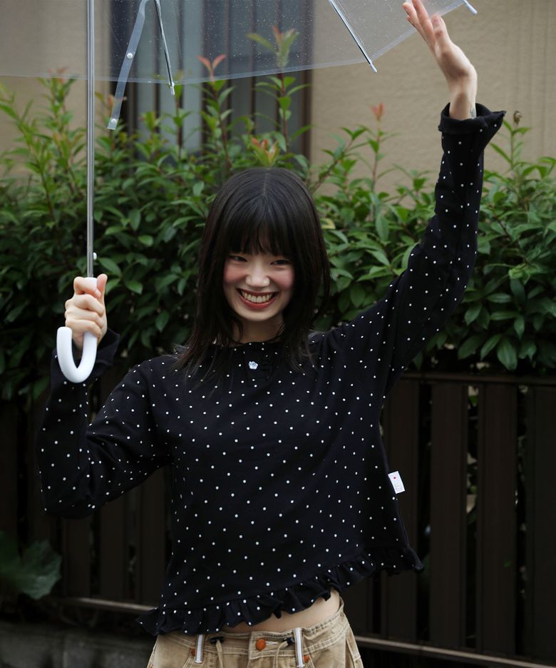 WXT072 유키 도트 PK 롱슬리브 (BLACK)