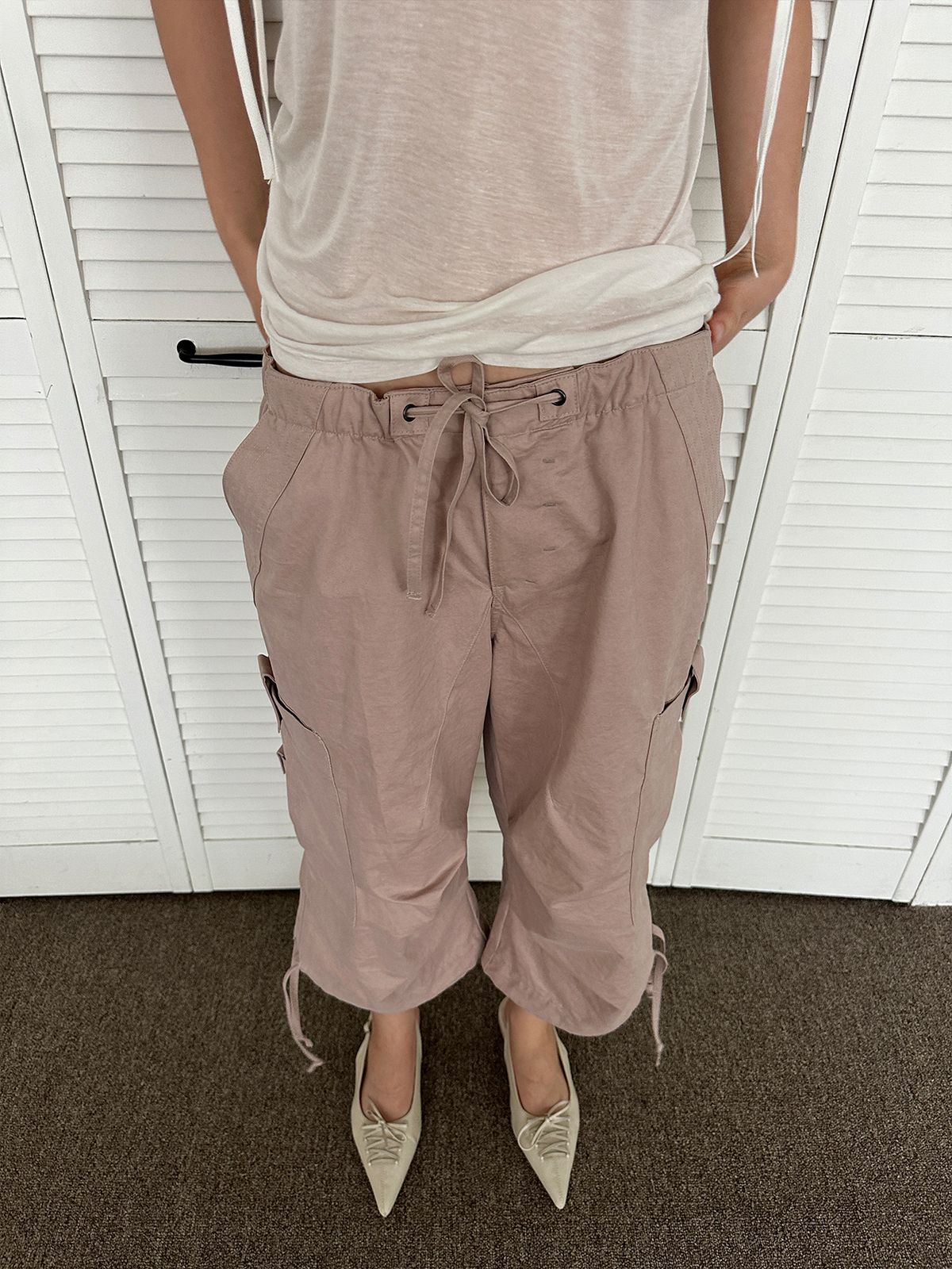 리게(RIGHE) CARGO HALF PANTS LIGHT PINK