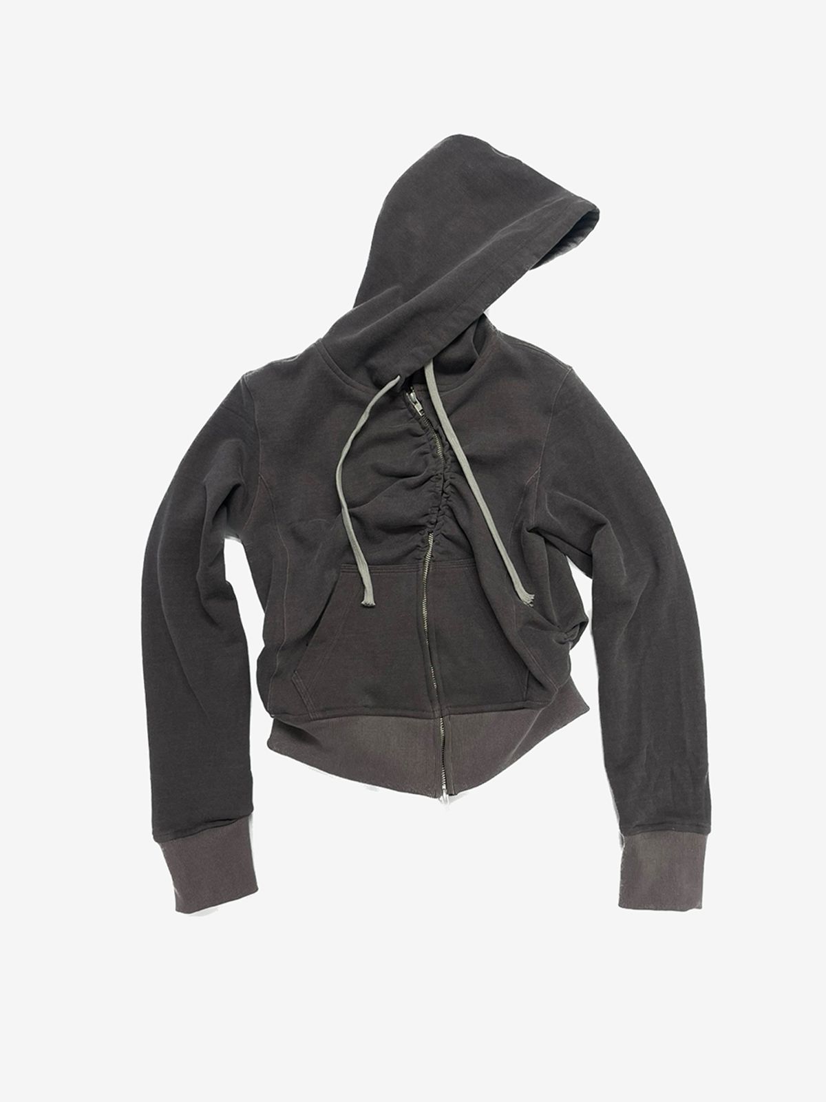 리게(RIGHE) UNBALANCE HOODED ZIP-UP WINEBROWN