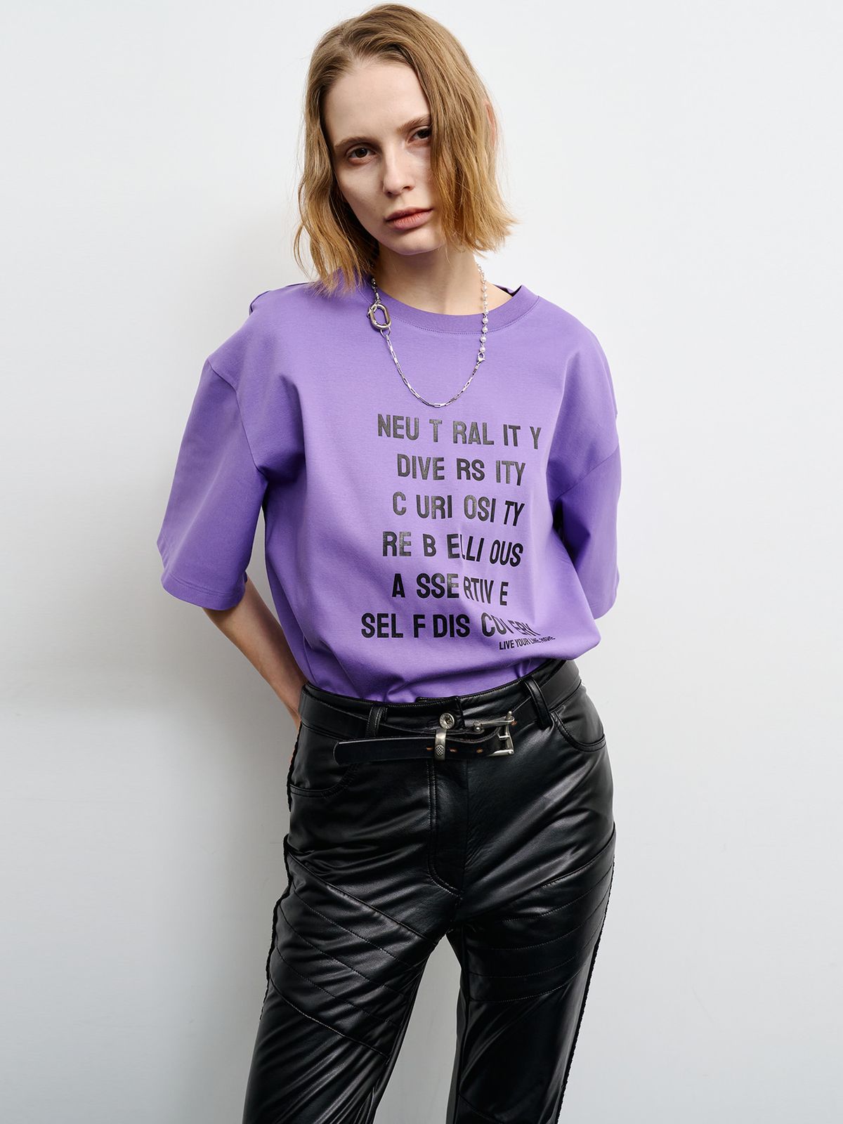 리게(RIGHE) GRAPHIC OVER TSHIRT PURPLE