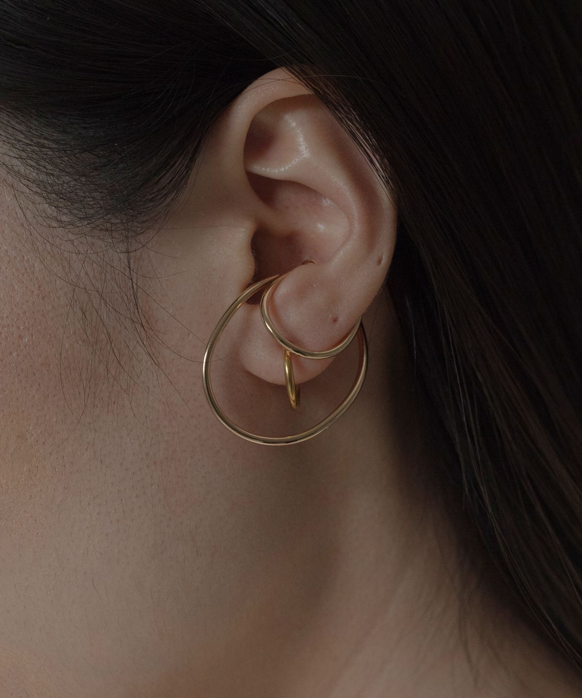 노비스도쿄(NOVICE TOKYO) 더블 라지 후프 이어커프 Double Large Hoop Ear Cuff / Gold