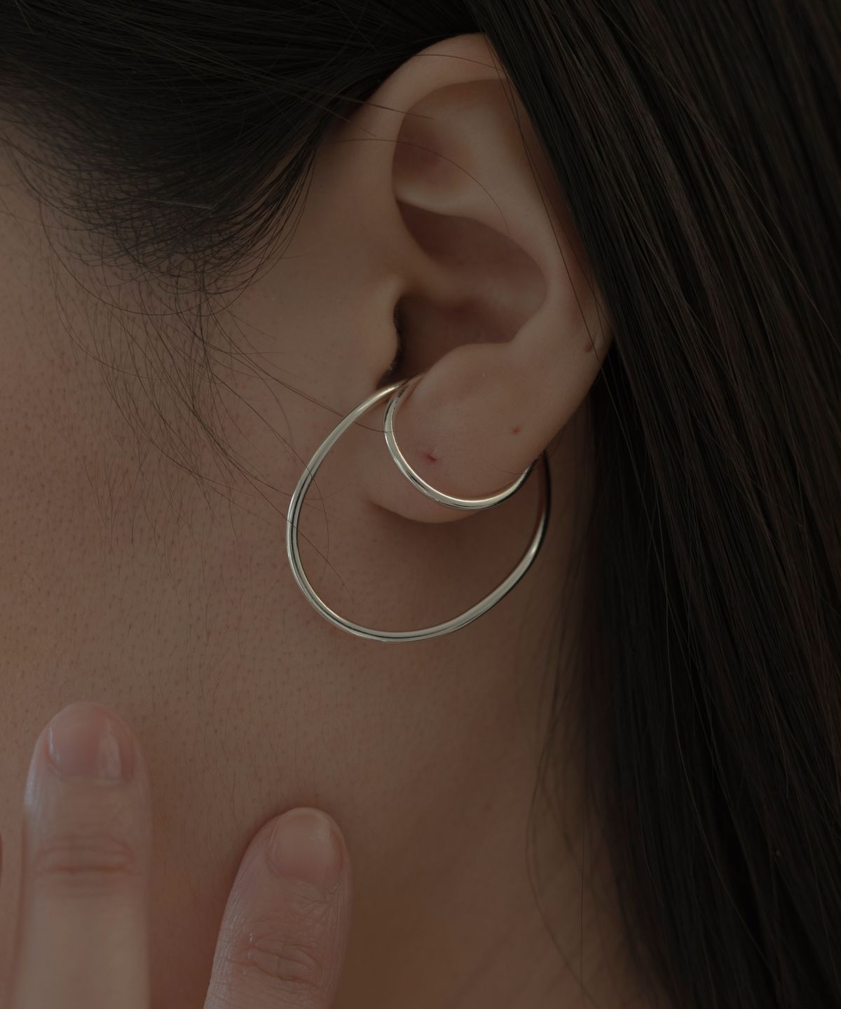 노비스도쿄(NOVICE TOKYO) 더블 라지 후프 이어커프 Double Large Hoop Ear Cuff / Silver