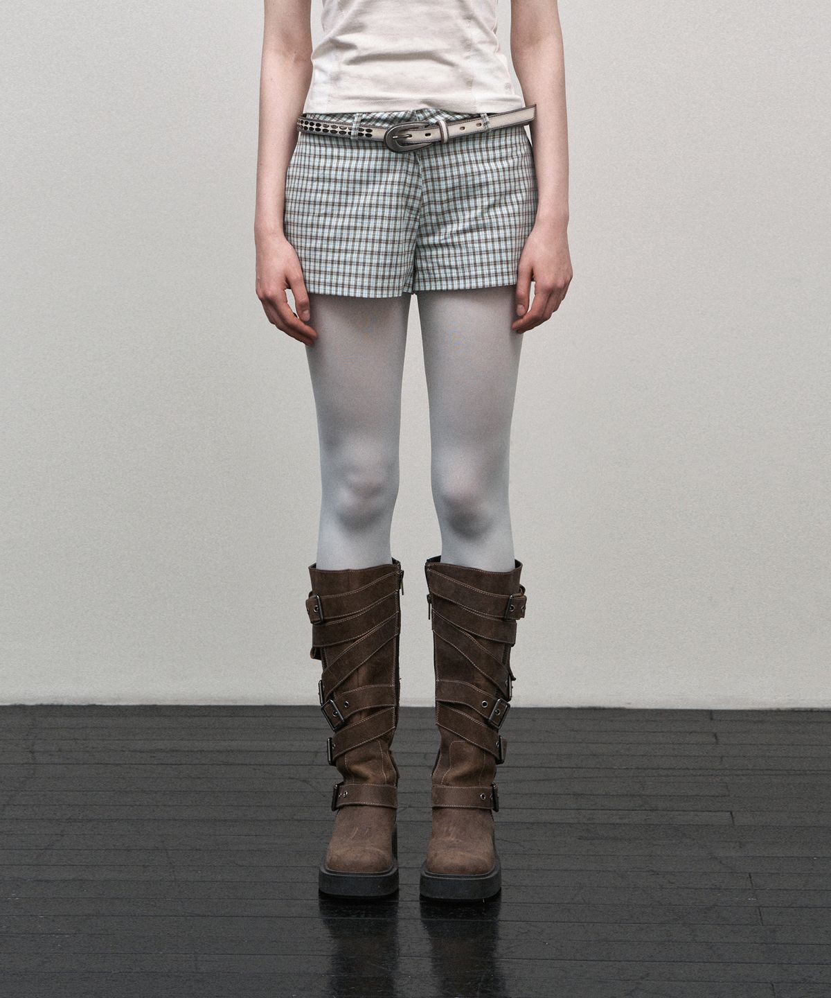 소어티(SOEOTI) Check Micro Shorts (Mint)