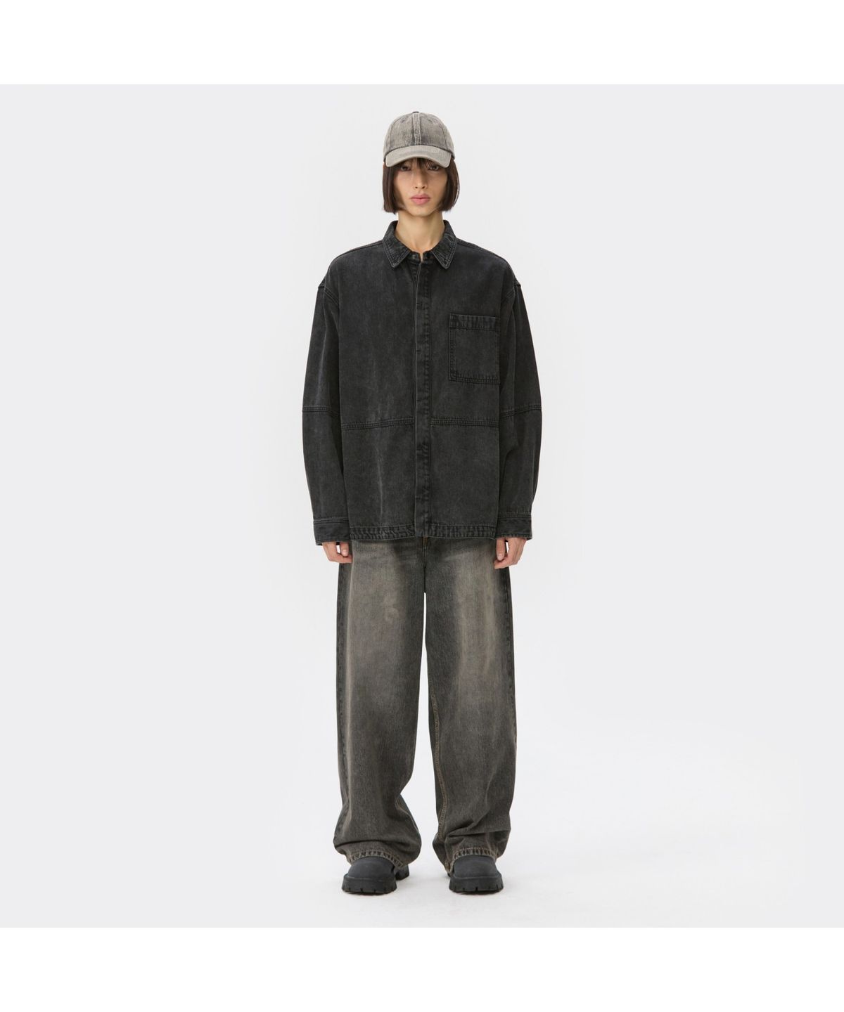 커스텀멜로우(CUSTOMELLOW) Black Line Denim Shirt CWSAW25201BKX