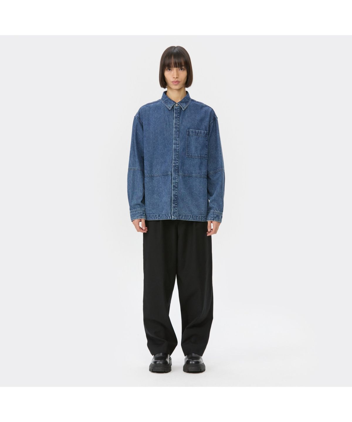 커스텀멜로우(CUSTOMELLOW) Blue Line Denim Shirt CWSAW25201BUX