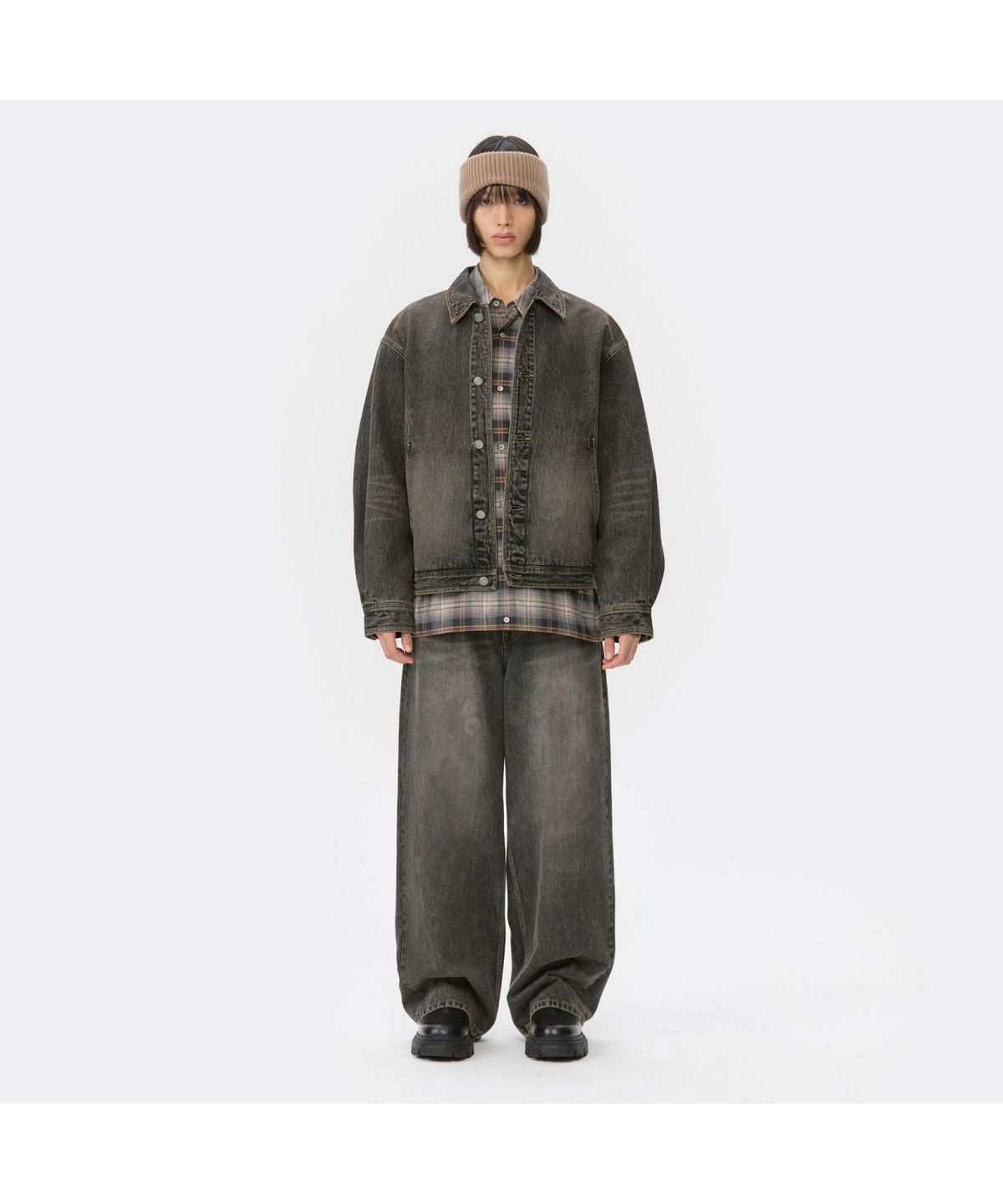 커스텀멜로우(CUSTOMELLOW) Brown Wide Fit Jeans CWPAA25592BKX