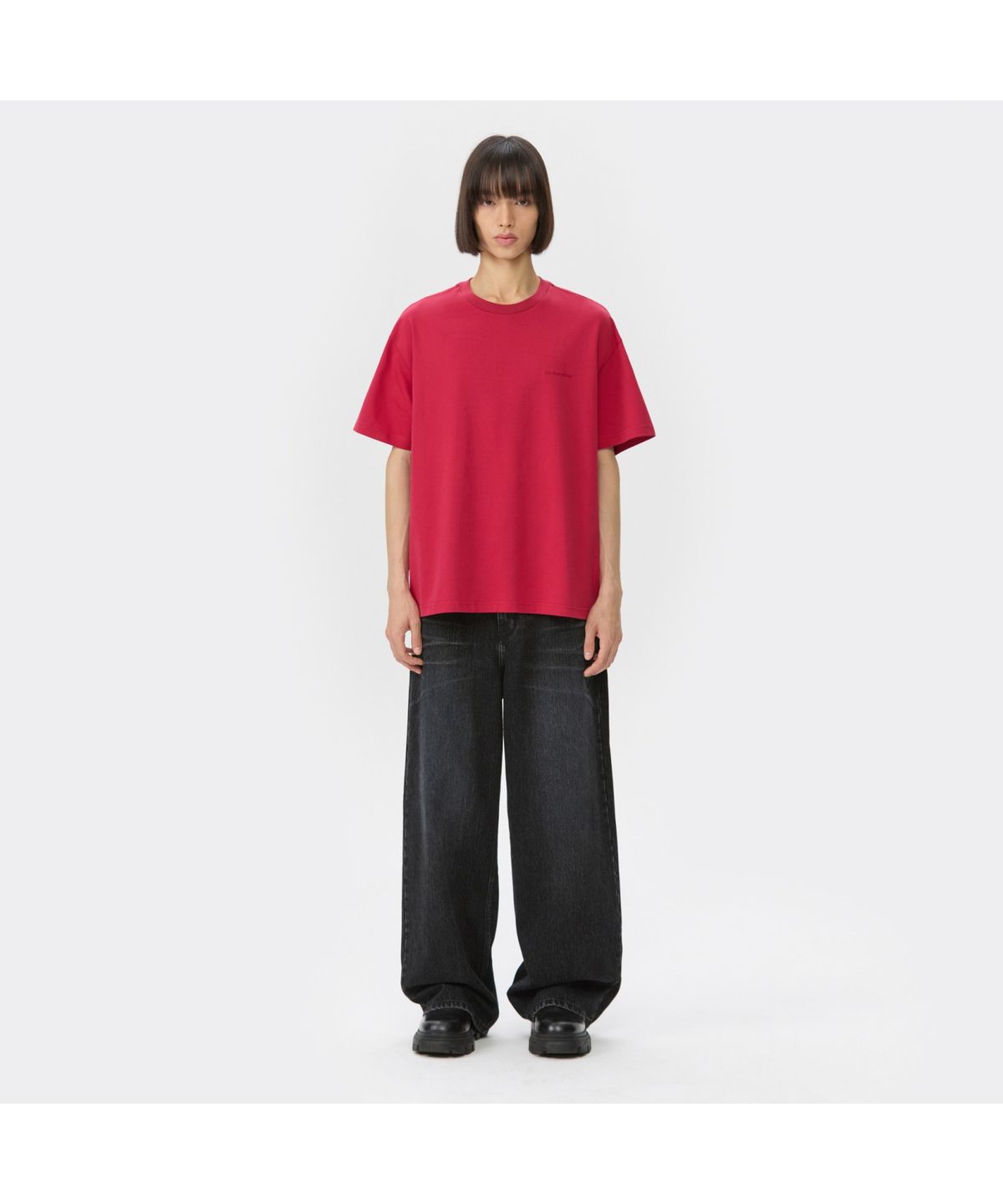 커스텀멜로우(CUSTOMELLOW) Black Wide Fit Embo Washed Jeans CWPAA25591BKX