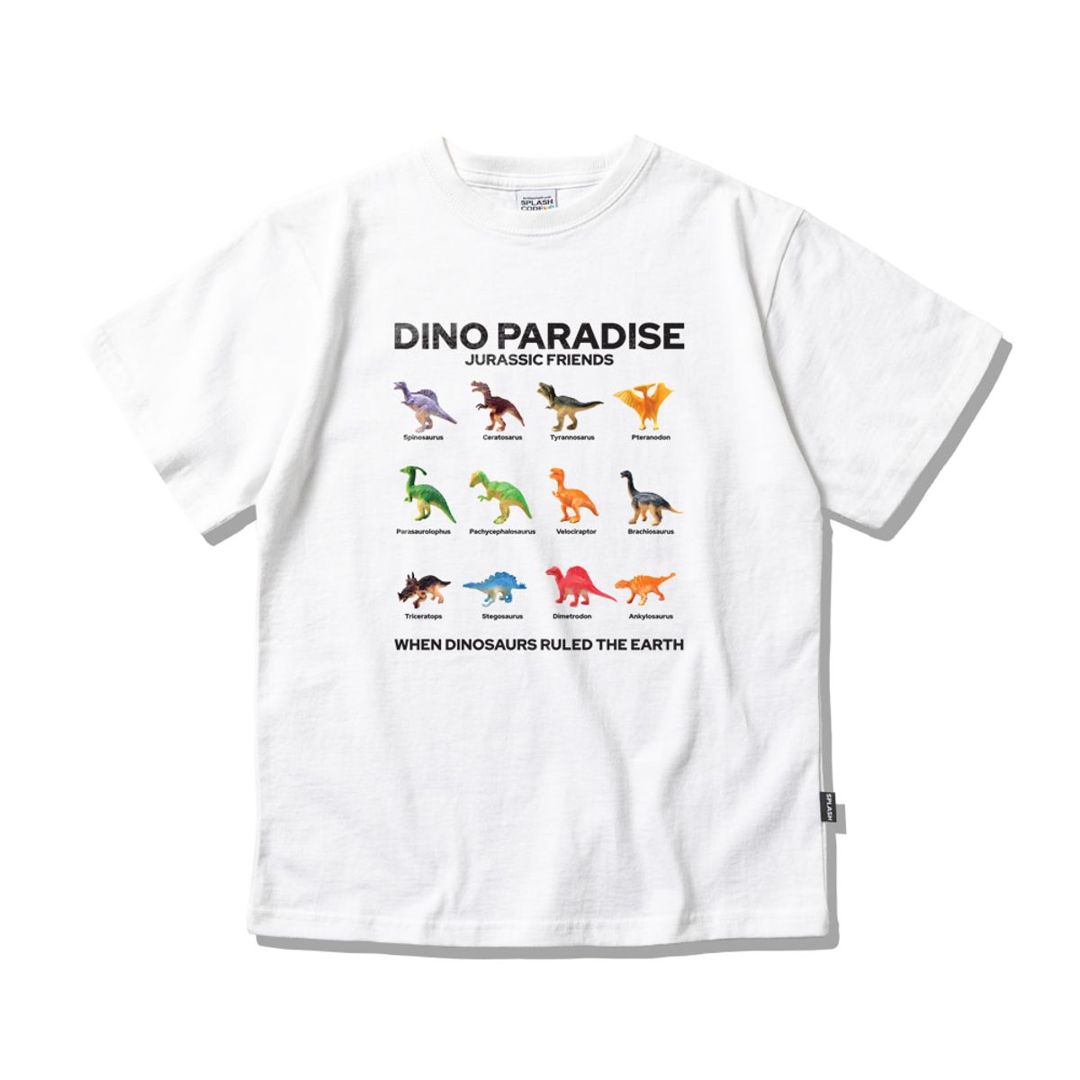 스플래시코드 키즈(SPLASHCODE KIDS) 키즈 반팔 티셔츠 화이트 - 디노 파라다이스(Dino Paradise)