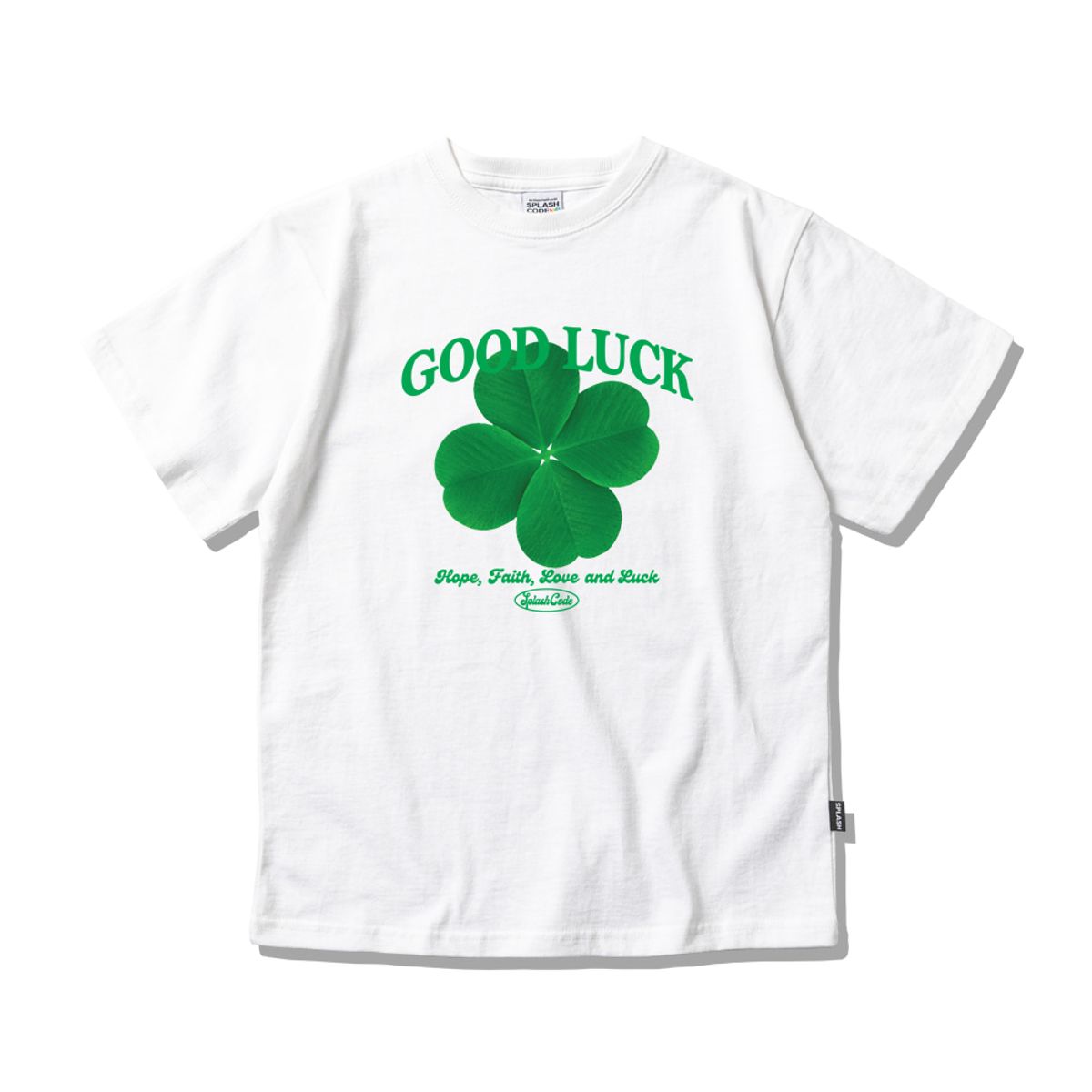 스플래시코드 키즈(SPLASHCODE KIDS) 키즈 반팔 티셔츠 화이트 - 럭키 클로버(Lucky Clover)