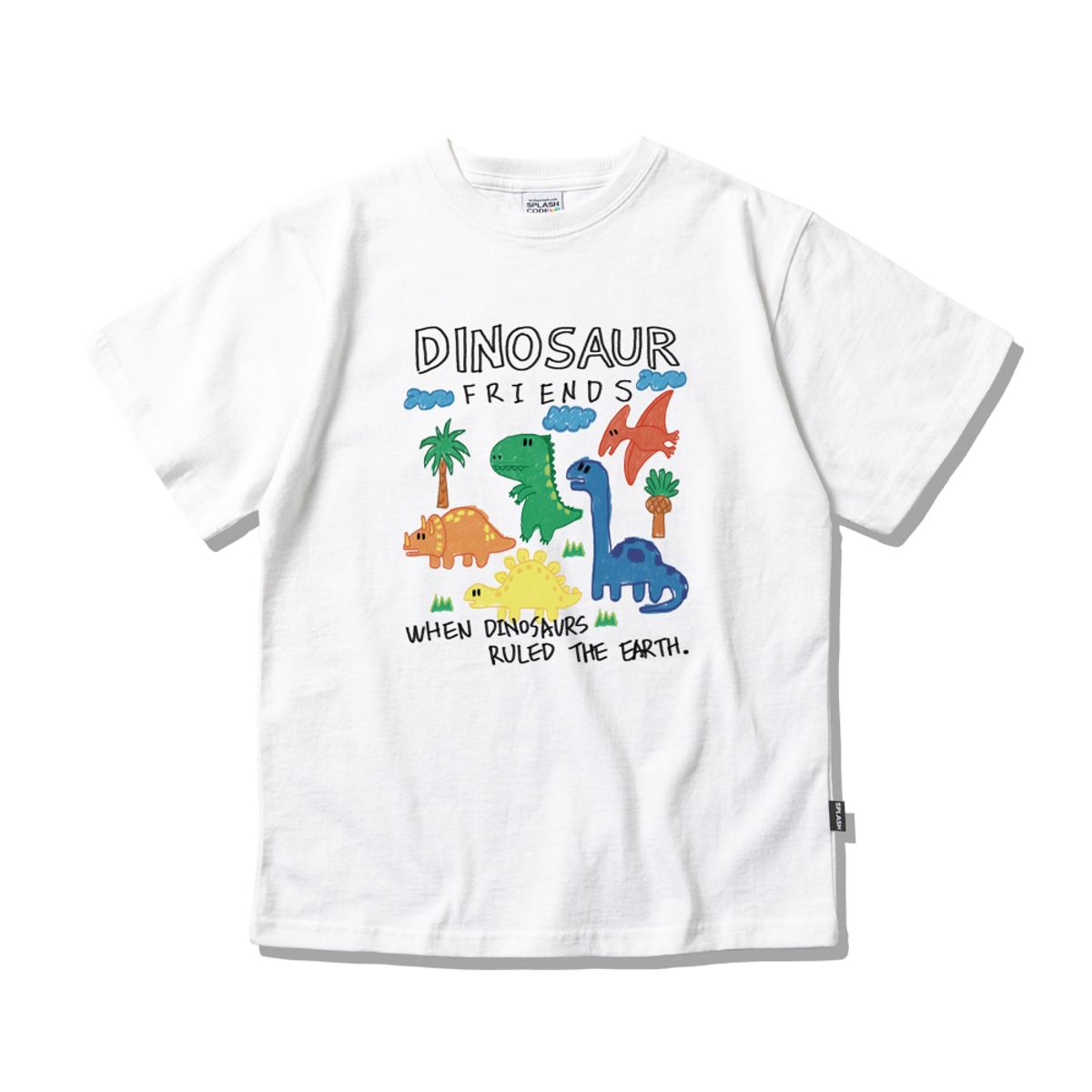 스플래시코드 키즈(SPLASHCODE KIDS) 키즈 반팔 티셔츠 화이트 - 크레용 공룡 친구들(Crayon Dino Friends)