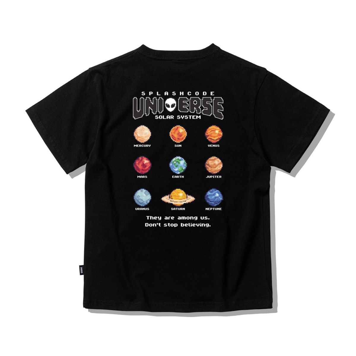 스플래시코드 키즈(SPLASHCODE KIDS) 키즈 반팔 티셔츠 블랙 - 솔라 시스템(Solar System)