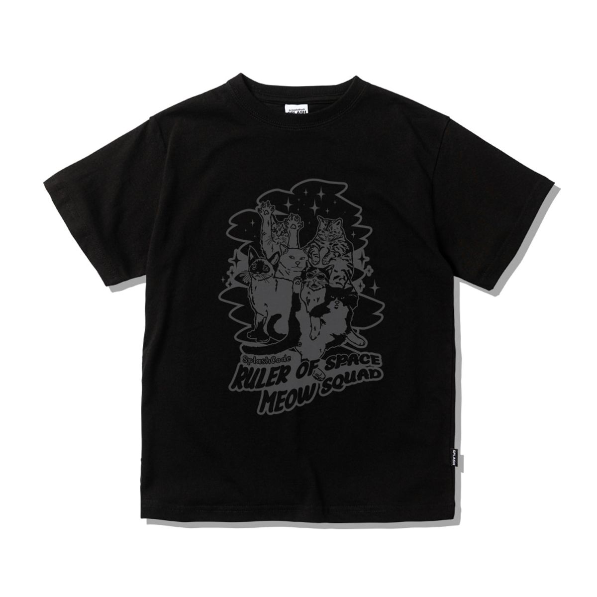 스플래시코드 키즈(SPLASHCODE KIDS) 키즈 반팔 티셔츠 블랙 - 캣츠(Cats)