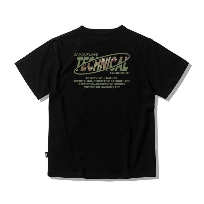 키즈 반팔 티셔츠 블랙 - 멀티캠 카모(Multicam Camo)