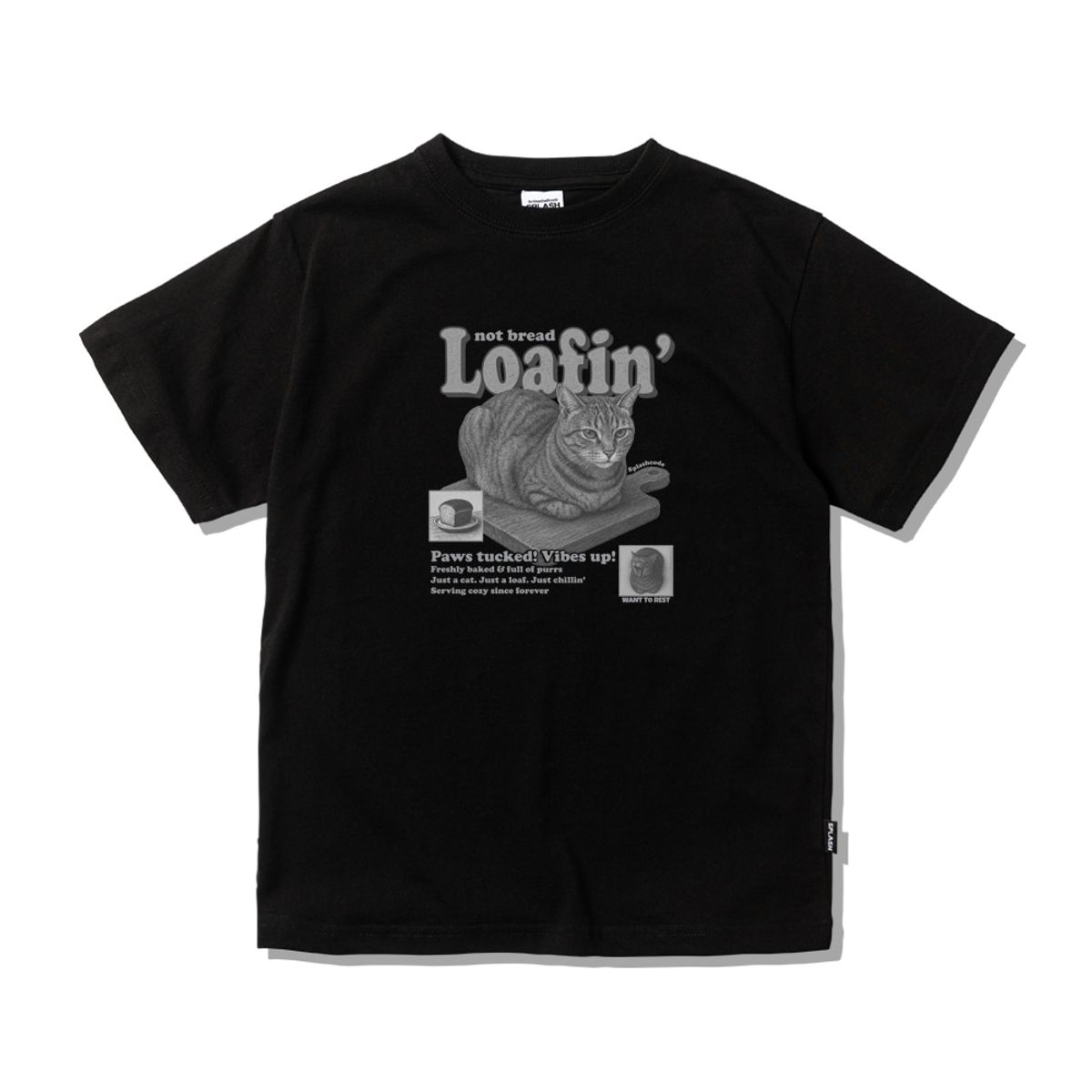 스플래시코드 키즈(SPLASHCODE KIDS) 키즈 반팔 티셔츠 블랙 - 식빵(Catloaf)