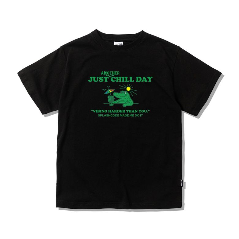 키즈 반팔 티셔츠 블랙 - 저스트 칠 데이(Just Chill Day)