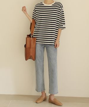 국내 SALT워싱 속밴딩 라이트 일자 데님팬츠