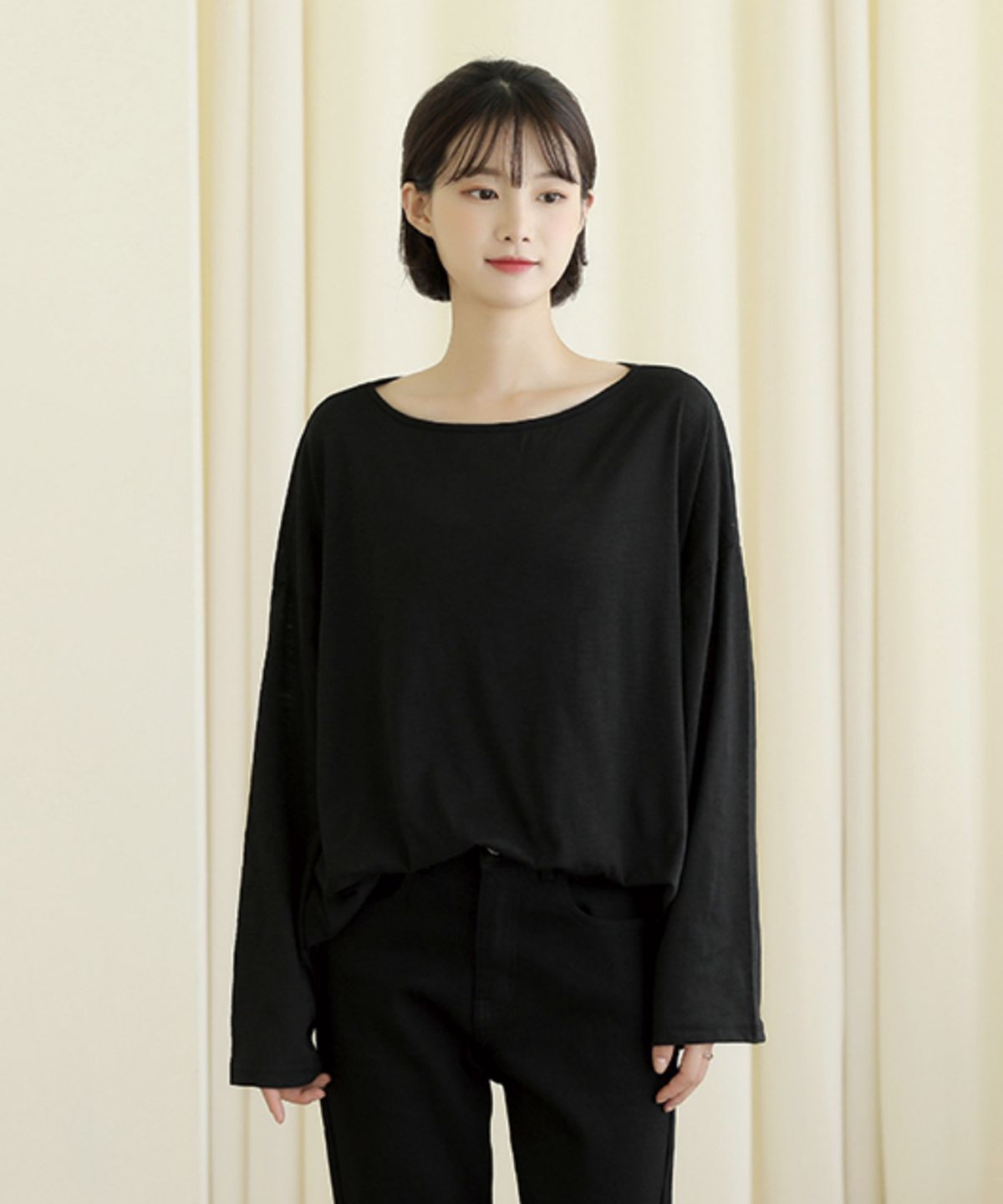 빼빼(BBAEBBAE) 국내제작 여름까지쭉 시원한 루즈핏 긴팔티셔츠