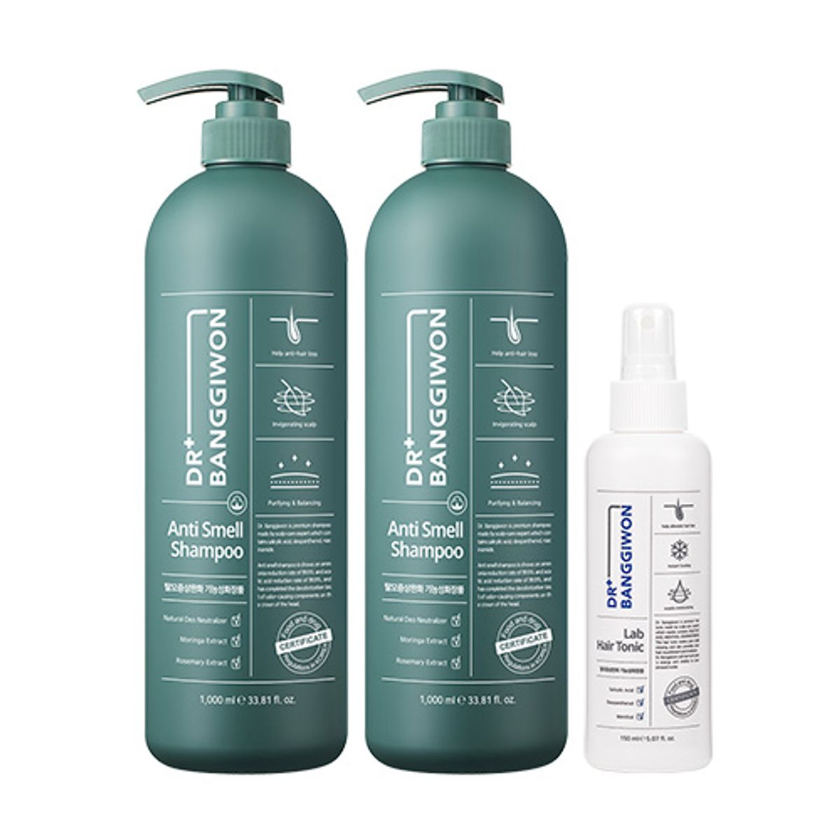 닥터방기원(DR.BANGGIWON) 안티스멜 샴푸 1000mlx2+랩 헤어토닉 150ml