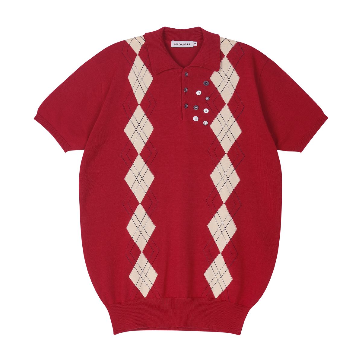 노쿨러스(NOSCOULEURS) (M)MULTI BUTTON ARGYLL KNIT RED