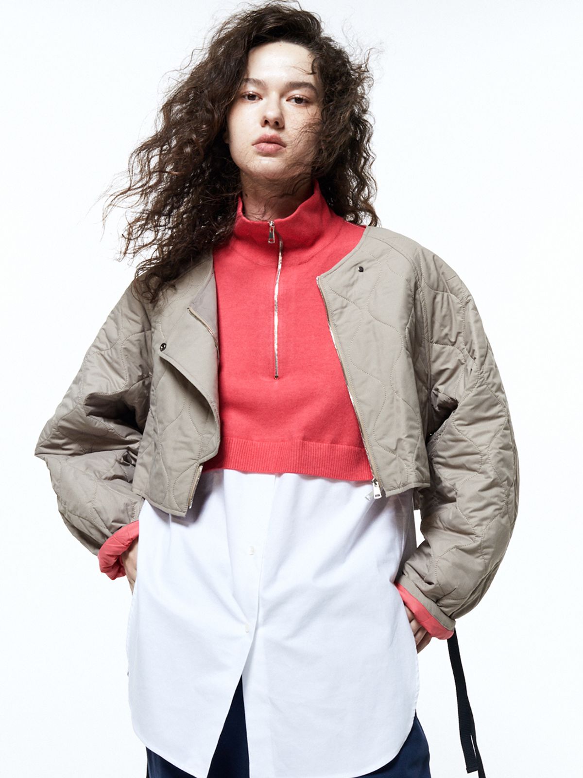 하우스공칠이씨(HAUS072C) KNIT SHIRTS MIX TOP PINK