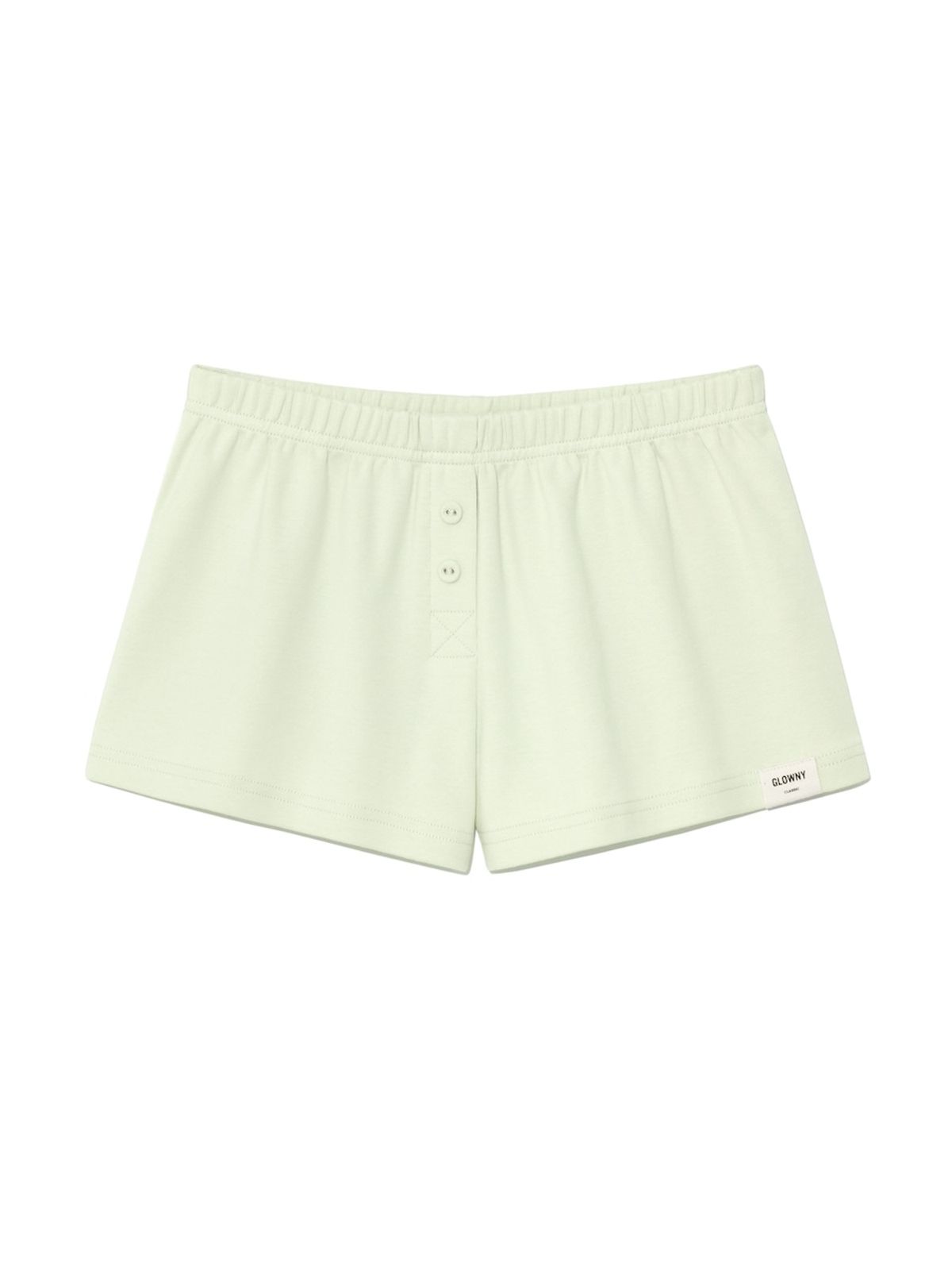 글로니(GLOWNY) BUTTON FLY MINI SHORTS (PISTACHIO)