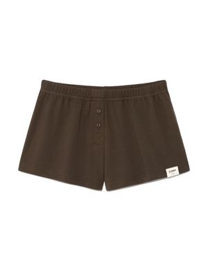 BUTTON FLY MINI SHORTS (CHOCO)