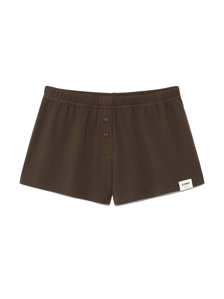 BUTTON FLY MINI SHORTS (CHOCO)