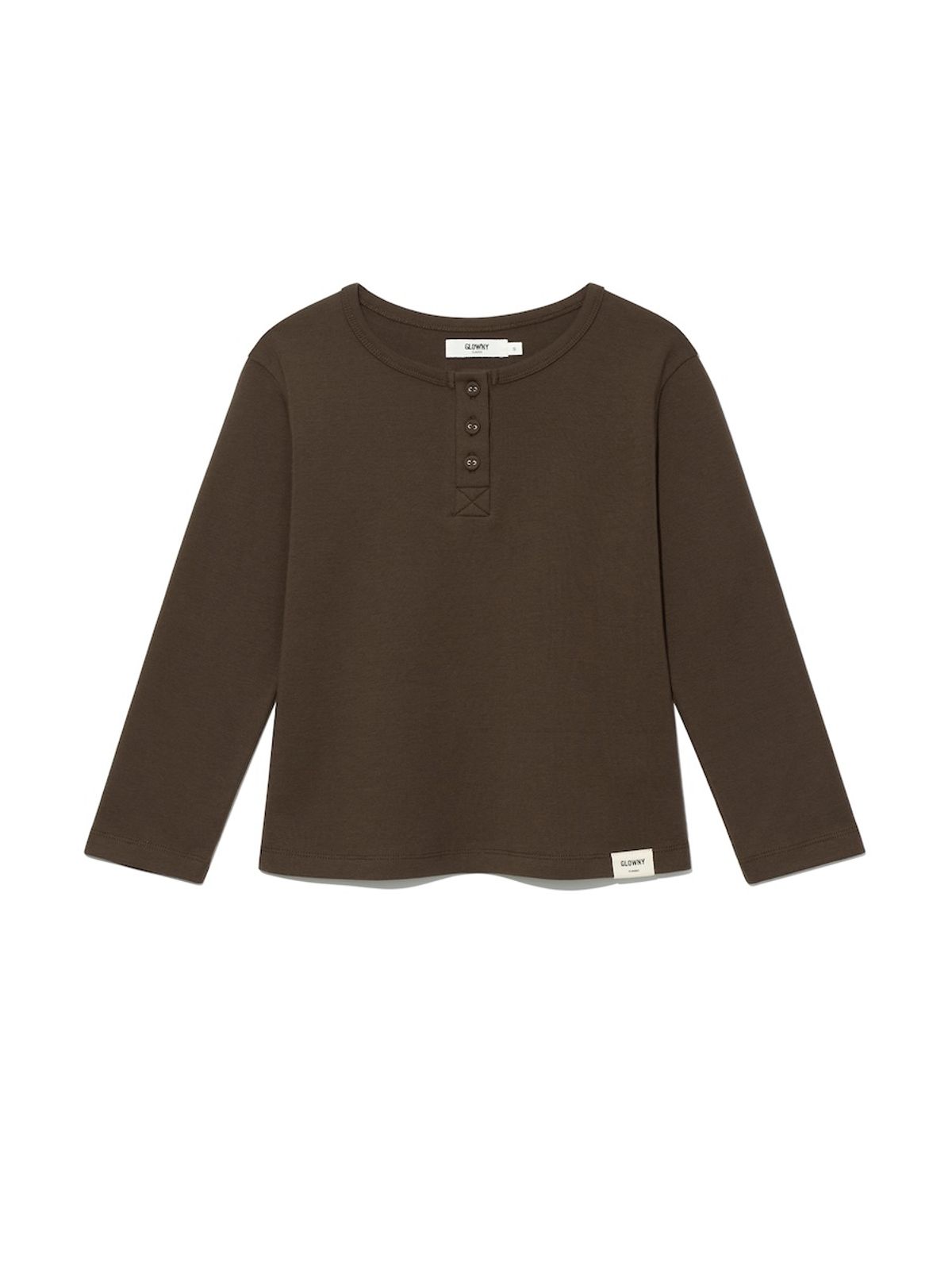 글로니(GLOWNY) 3/4 BUTTON FLY TEE (CHOCO)
