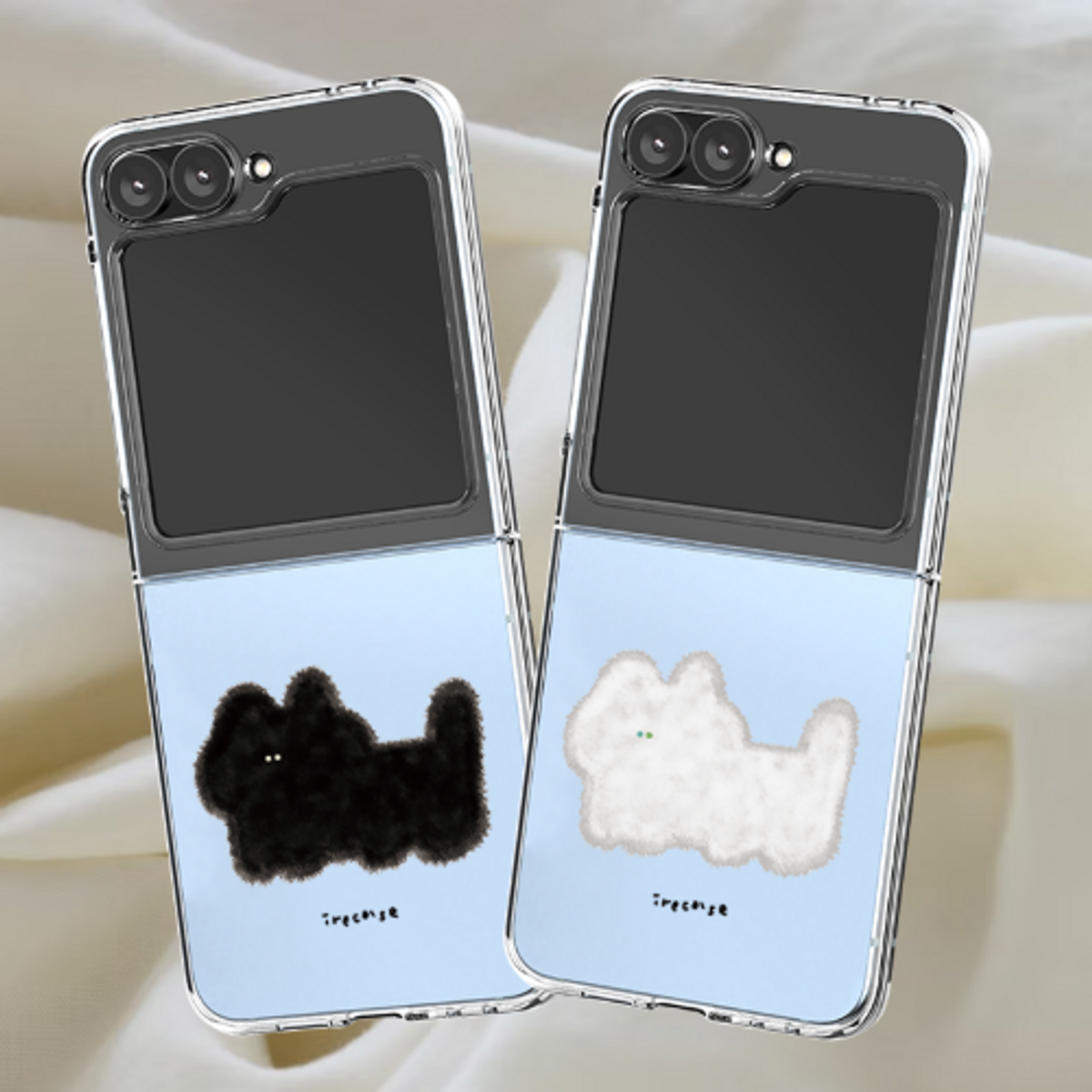이레케이스앤굿즈(IRECASEGOODS) 복슬 고양이 갤럭시 Z플립7 플립6 플립5 투명하드케이스